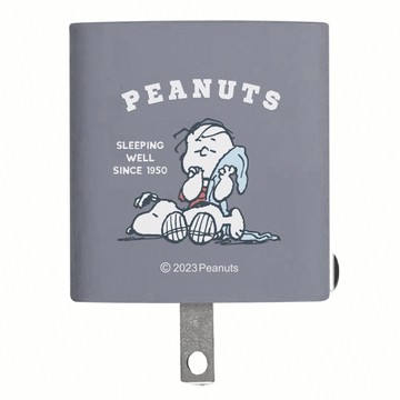 MING JENN 明震 Snoopy GaN 氮化鎵 PD+QC 47W 雙孔快速充電器  瞌睡 黛藍色  1個