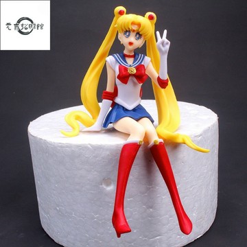 元氣招財 13cm 卡通動漫美少女戰士 Tsukino Usagi 坐姿可動人偶玩具娃娃蛋糕裝飾收藏模型禮物兒童玩具