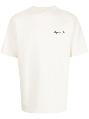 agnès b. - embroidered logo print T-shirt - men - Cotton - 1 - White