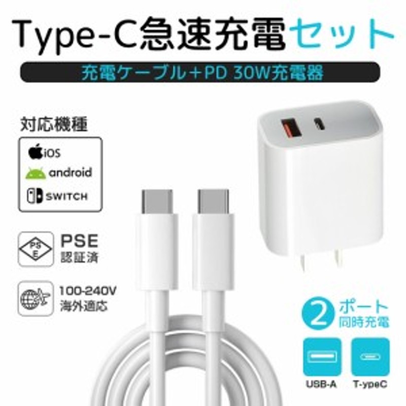 即納 iPhone15 充電ケーブル タイプC USB-C & USB-C ケーブル 30cm〜1ｍ   1本 ホワイト 急速充電 データ転送 高耐久 iPhone MacBook iPad Galaxy 対応