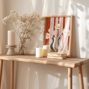 條紋與花 Striped Harmony / 現代風格靜物海報 掛畫