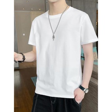 白色t恤男打底衫短袖衣服男款純白男士上衣內搭男生圓領純棉體恤