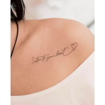 「傾聽你的心」Listen to your heart 紋身貼紙 微刺青 輕紋身 紋身貼 超美 性感 網紅 文字 草寫