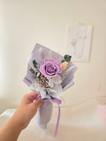 淺紫心語。單朵永生玫瑰花束