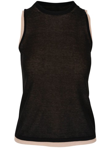 Vince - contrast-trim knit tank top - women - Nylon/Cotton - S - Black