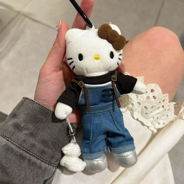 破盤下殺🌹 迷你長腿Kitty 凱蒂貓吊飾 長腿Kitty掛件 絨毛娃娃 粉紅洋裝 包包掛件 時尚穿搭配件 生日禮物
