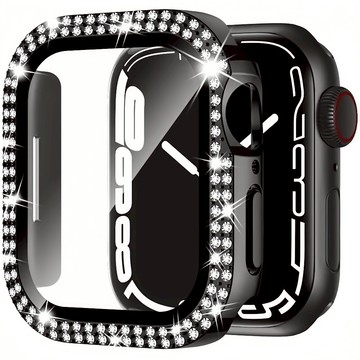 S10女神奢華鑲鑽錶殼 殼膜一體 防摔保護殼 適用蘋果手錶 Apple Watch 9 8 7 SE 46mm 45mm
