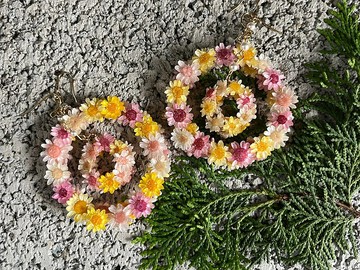 永生小花圈 小星花圈加大版 耳環 earring UV 樹脂