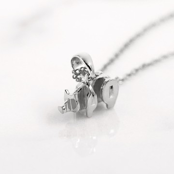 Da Things 925 純銀肖豬吊咀連頸鍊