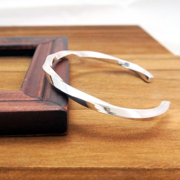 ART64 純銀手環 扭轉未來 亮眼方扭 厚實版(L) 純銀C型 男生手環