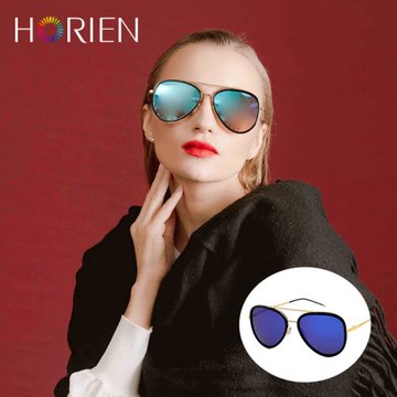 HORIEN海儷恩 經典復古飛行員偏光太陽眼鏡 經典藍 抗UV400 (N6518 TD52)