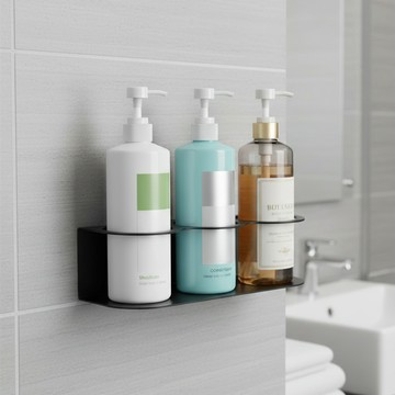 壁掛式置物架【三孔架】置瓶口9cm 免釘瓶罐置物架 免釘膠 置物架 收納架 3孔收納架 多孔置物架 浴室 廚房 壁掛式 懸空