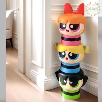 倉庫現貨/附發票 卡通換鞋凳飛天小女警可愛創意家用入戶矮凳板凳客廳喬遷裝飾擺件 LPS/AL93 公司貨 快速出貨