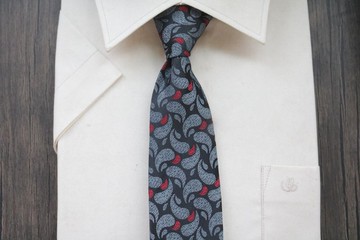 黑色腰果花真絲領帶 窄版時尚tie百搭款