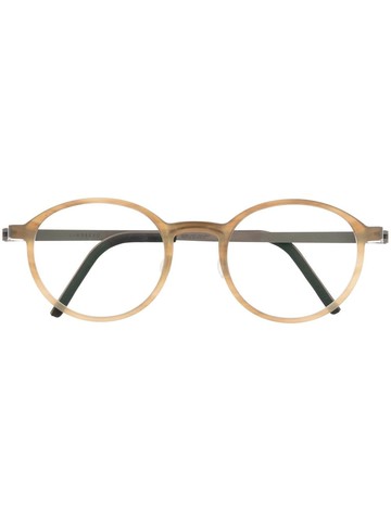 Lindberg - round-frame glasses - unisex - Titanium/Buffalo Horn - One Size - Grey