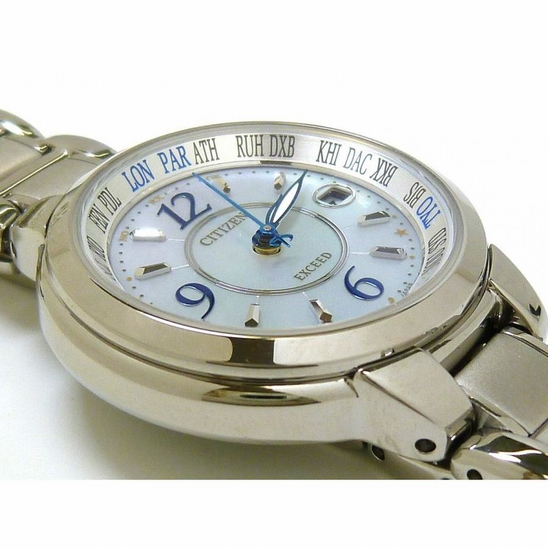 美品☘️シチズン エクシード エコドライブ 腕時計 レディース 青針スーパーチタン 50代 ファッション シチズン エクシード エコドライブ 腕時計