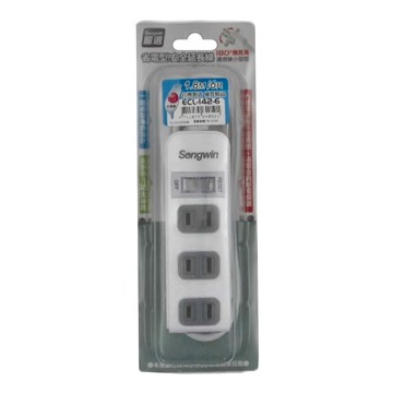 Songwin 尚之宇 可轉向1切4座延長線 2孔 6尺  1.8m  白色  1個