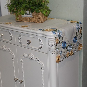 外貿原單歐式田園刺繡桌旗餐桌布鞋柜電視柜五斗柜防塵蓋巾簡約