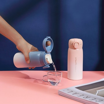 彈跳蓋保溫水杯子304不銹鋼水瓶男女ins原宿風可愛兒童便攜小學生