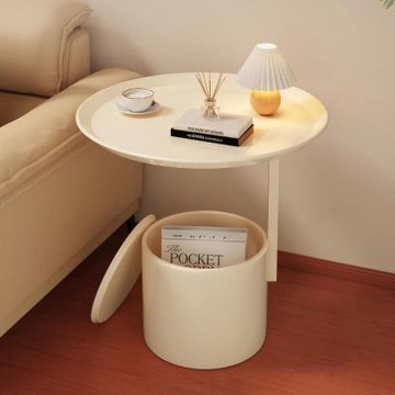 【匠俱】小邊几-45*45*52cm(家用臥室簡約鐵藝小圓桌 現代小型出租房用奶油風邊几-需DIY)