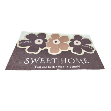 玄關絲圈地墊 聚酯纖維絲圈  花朵咖啡  120 x 80cm  花朵咖啡 咖啡色  1個
