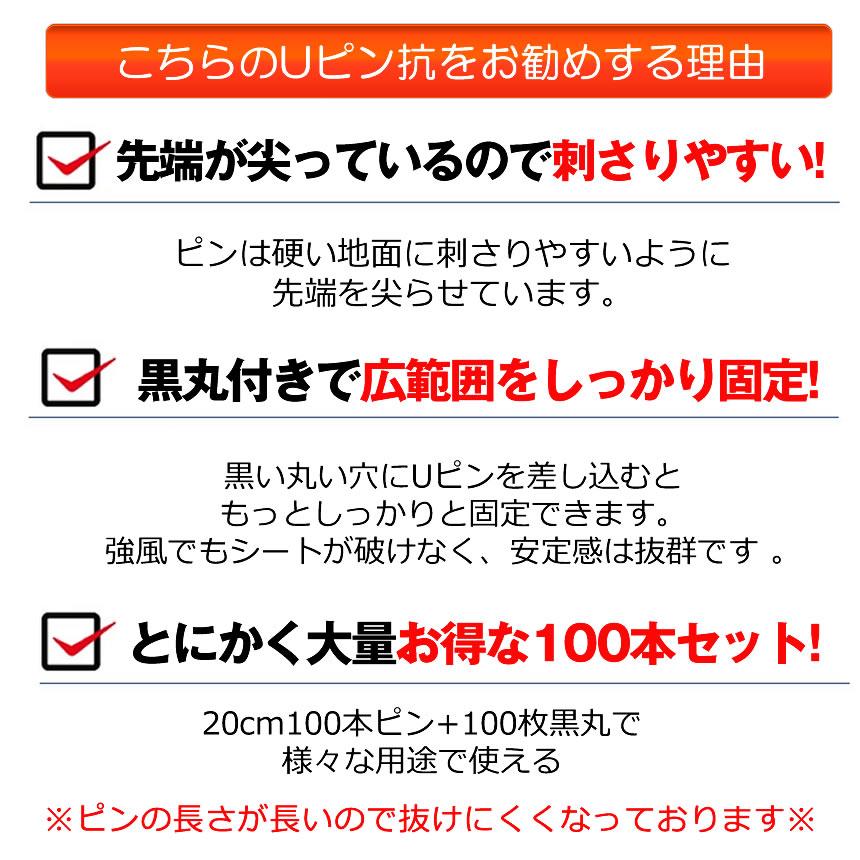 防草シート ピン Uピン杭 黒丸付 固定ピン 除草シート 防そうシート 防そうしーと 固定用 固定 人工芝 おさえピン 押さえピン 20c