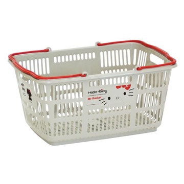 【震撼精品百貨】Hello Kitty 凱蒂貓~三麗鷗HELLO KITTY塑膠手提籃(灰色/33L) 日本製*97093