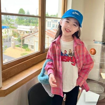 女童外套 秋冬外套女童格子襯衫外穿2024春秋新款兒童韓版洋氣寶寶炸街上衣外套潮流童裝