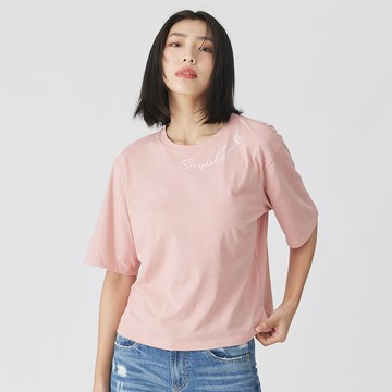 MIT春日日常草寫印花TEE(桃紅)-女