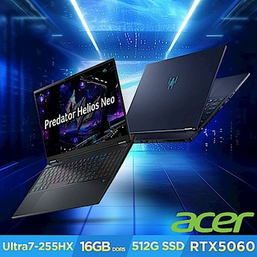 Acer 宏碁 Predator Helios Neo PHN16S-71-79XM 16吋AI 電競筆電(CU7-255HX/16GB/512GB/RTX 5060/Win11)