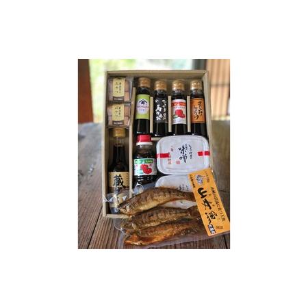 ふるさと納税 明治屋醤油（醤油4種・ソース2種・味噌２種＋クッキー2コ・山女魚甘露煮１コ） 静岡県浜松市