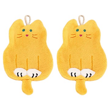 HOOM 禾慕生活 貓咪造型擦手巾 坐坐貓 30 x 20cm 兩條  1組  黃色