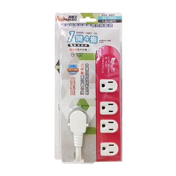 SUPERCELL 超電王 1開4插電腦延長線 1.8m(6尺) 耐燃級防火材質  桃紅色  1條