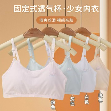 🔥台灣現貨 ➕發票冰絲無痕固定杯 可調節內衣高中生女童發育期吊帶固定杯冰絲透氣女童內衣