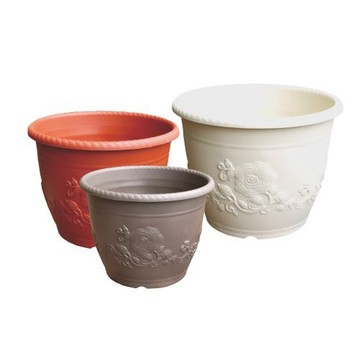 塑膠控根盆 浮雕歐洲花盆-9寸(3入組)