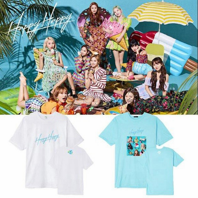 送料無料 Twice Happy Happy 韓流グッズ 半袖 Tシャツ 周辺 応援服 打歌服 ペアルック Tシャツ 男女兼用 半袖tシャツ 通販 Lineポイント最大get Lineショッピング