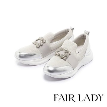 FAIR LADY 軟實力 耀眼雪花鑽輕量厚底休閒鞋 閃耀銀 (5B3093)