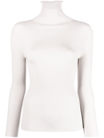 Fabiana Filippi - ribbed-knit roll-neck top - women - Spandex/Elastane - 50 - Grey