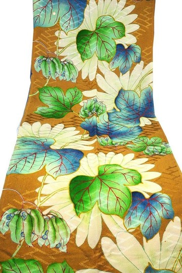 c0005 蔦紋樣縮緬零碼布 120cm☆古布・古裂/絞染/錦紗縮緬/正絹/人造絲/毛斯林