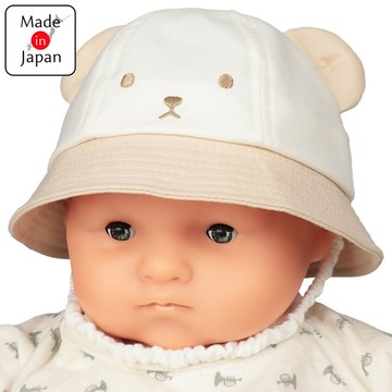 akachan honpo - 嬰幼兒反折帽-動物-米白色