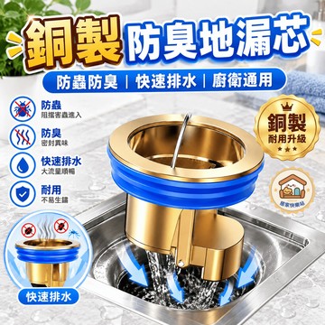 【台灣出貨】銅製防臭地漏芯 浴室廚房下水道排水芯 通用型地漏內芯 防蟲防堵防異味 排水管防臭密封芯 地漏濾芯 下水道配件