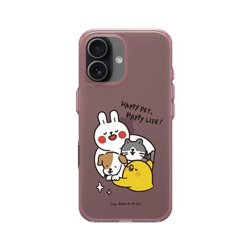 iPhone 17 Clear (相機按鈕) 晶醺玫 - 懶散兔與啾先生 Lazy Rabbit and Mr.Chu - Happy pet Happy life