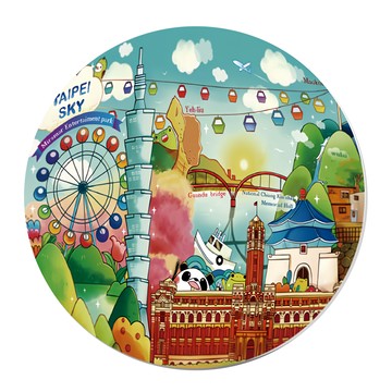 JB Design 吸水杯墊 直徑11cm 耐熱陶瓷  台北天空  1個