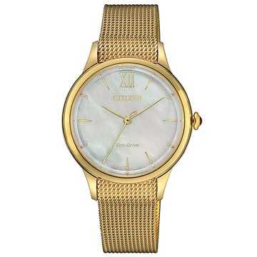 CITIZEN L系列 光動能白蝶貝奢華米蘭帶腕錶 錶 手錶 送禮 EM0812-89D