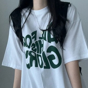 Vuja de 純棉 t恤 短袖上衣女 英文印花 T恤 韓國上衣 oversize T恤 寬鬆上衣 ins風 潮流衣服