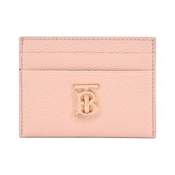 [平輸版]BURBERRY TB LOGO 粒面皮革卡片夾(粉色)真品平輸