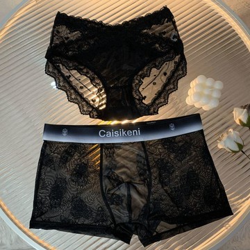 7925 名老主顧💜性感黑色系情侶內褲男士平角褲純棉抗菌襠少女生無痕鏤空一男一女GHOV