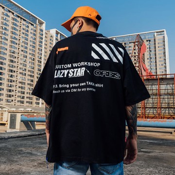 oversizeT恤男寬松嘻哈國潮半袖男女BF風慵懶五分袖港風短袖T恤夏