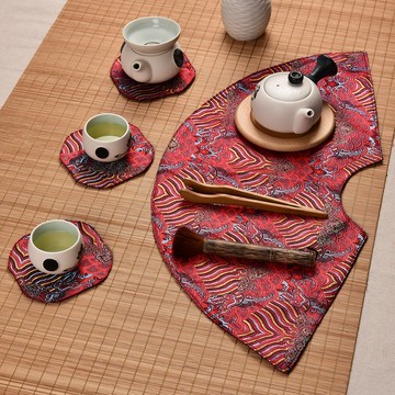 茶席茶墊扇形小桌旗中式茶巾茶杯墊干泡臺壺承茶藝盤墊