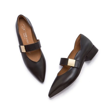 小時光  素面尖頭寬帶瑪莉珍低跟鞋 黑 (5B3088)